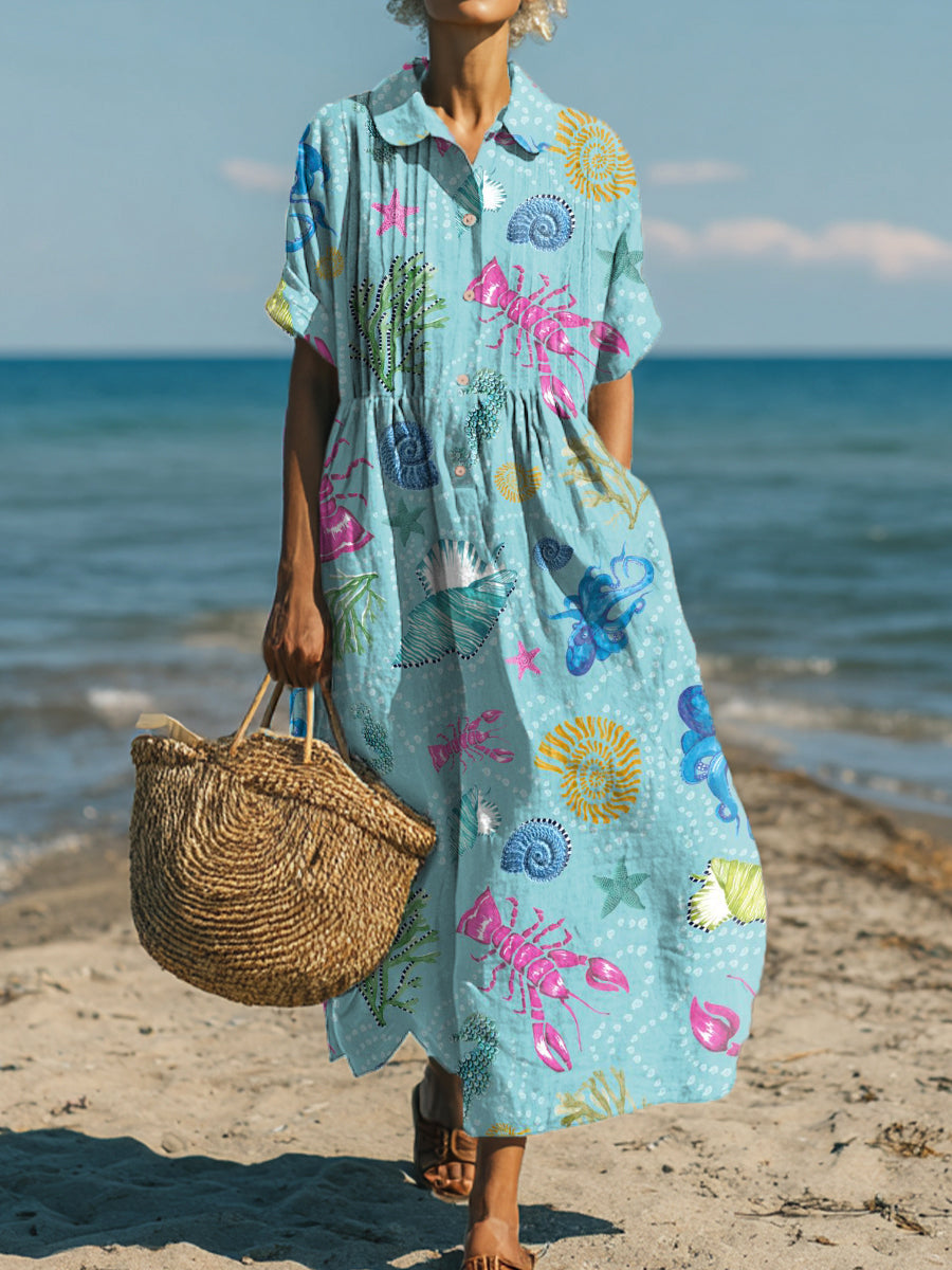Women's Island Style Art Print Dress