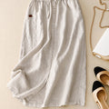 Women's Casual Lace-up Button Cotton and Linen Skirt