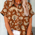 Women's Woodland Animals Pattern Art Print Casual Cotton Shirt