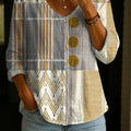 Women's Geometry Art Print Linen Cotton Shirt