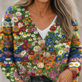 simple-floral-multicolor-print-buttoned-v-neck-cardigan-sweater