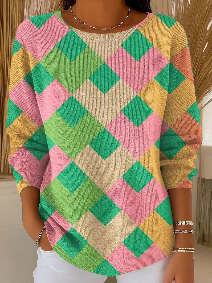 womens-colorful-diamond-geometric-painting-art-print-casual-pullover-sweater-xlpb