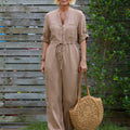 Women's 100% Linen Casual Jumpsuit