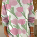 Women's Tulip Print Casual Pullover Sweater