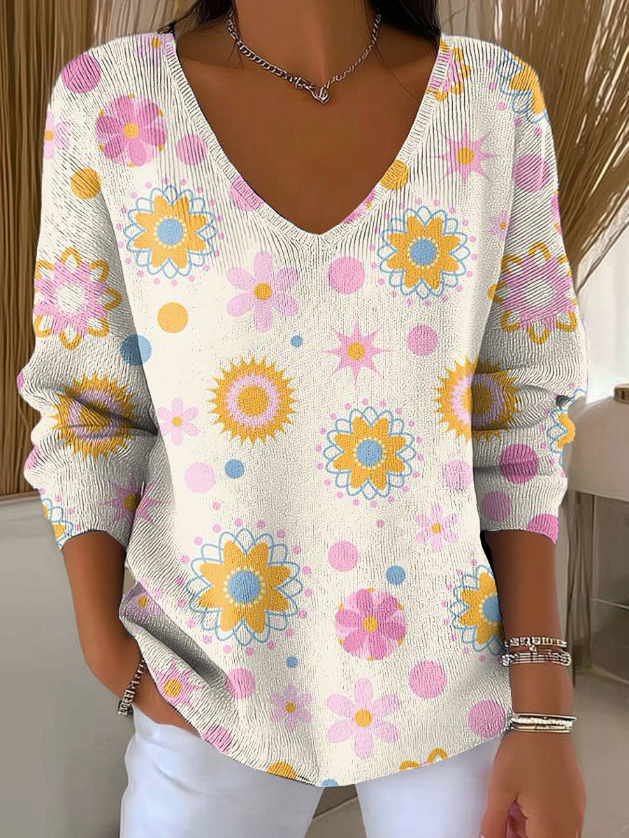 Women's Geometric Pattern Casual Print Pullover Sweater