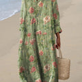Women's Vintage Lovely Floral Art Print Cotton Dress