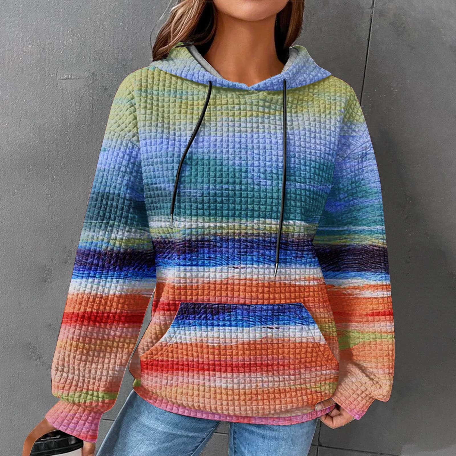 Autumn/Winter Women's Essential Creative Printed Long Sleeve Hooded Sweatshirt