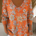 Pull décontracté à motif floral vintage pour femme