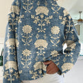 Pull à col roulé en maille à motif floral vintage pour femme 