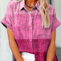 Women's Gradient Pattern Art Print Casual Cotton Shirt