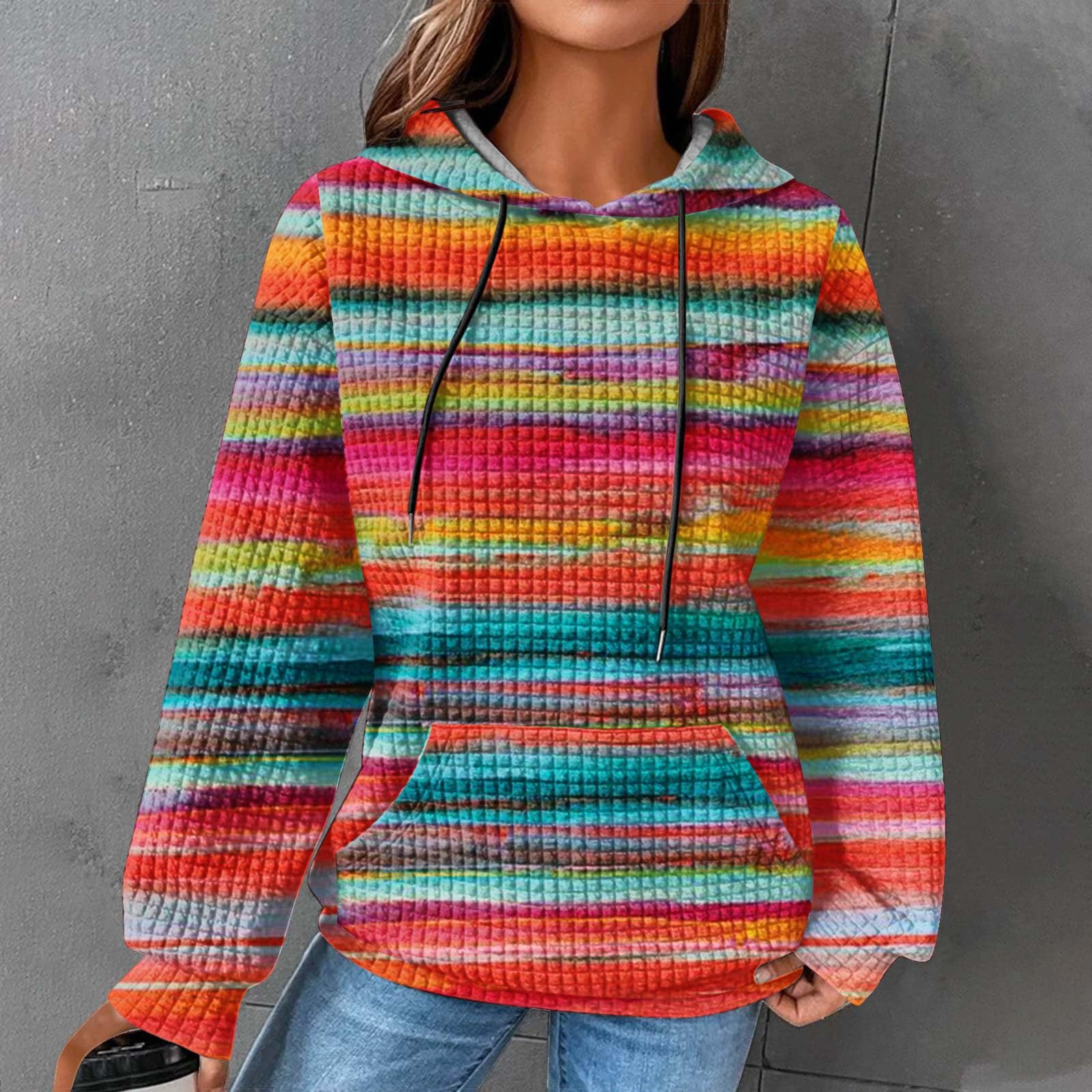 Autumn/Winter Women's Essential Creative Printed Long Sleeve Hooded Sweatshirt