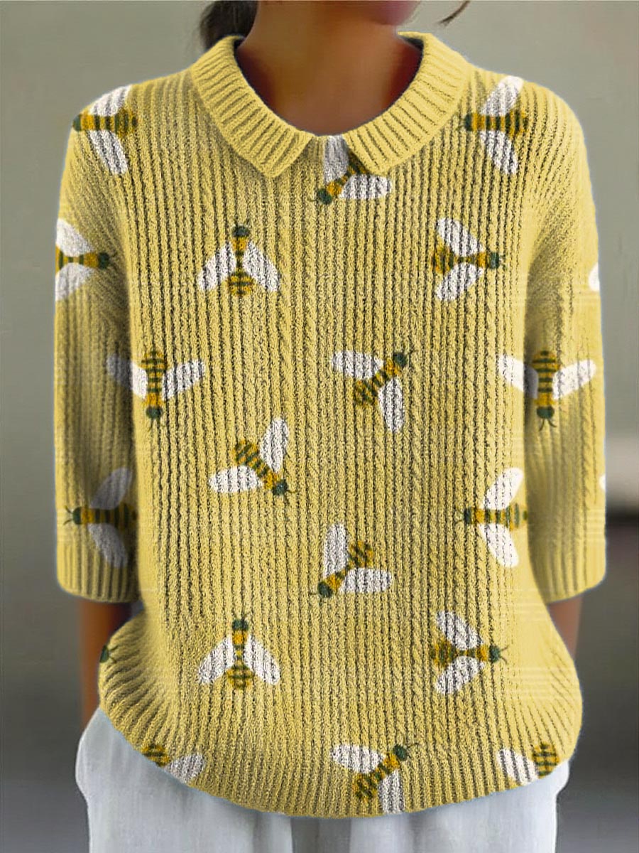 womens-lovely-bees-art-print-casual-pullover-sweater