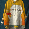 Women's Cat Art Print Casual Cotton And Linen Shirt
