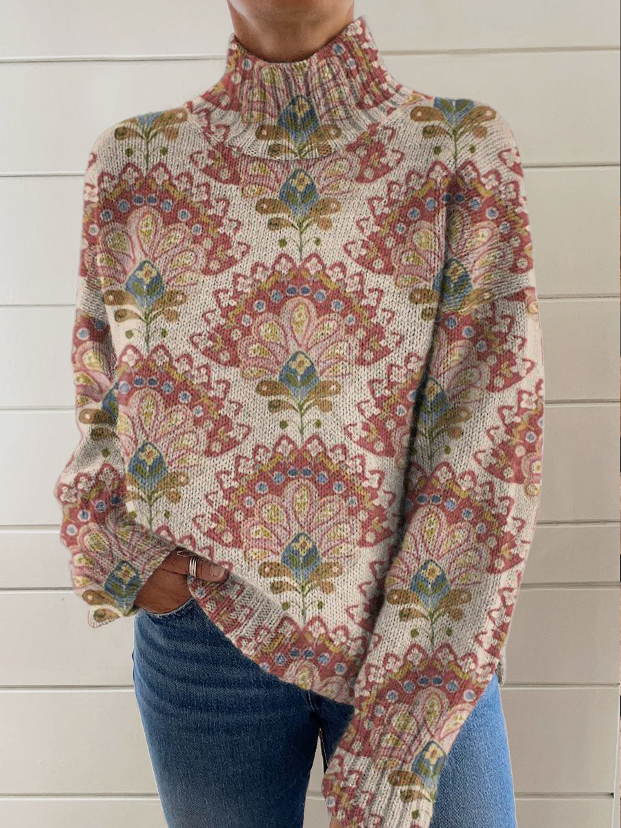 womens-vintage-ethnic-art-flower-print-knit-turtleneck-pullover-sweater-weef