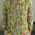 Pull femme vintage à imprimé floral, col Claudine, manches 3/4, taille 36