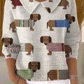 womens-vintage-dachshund-art-print-casual-peter-pan-collar-3-4-sleeve-sweater-8atk