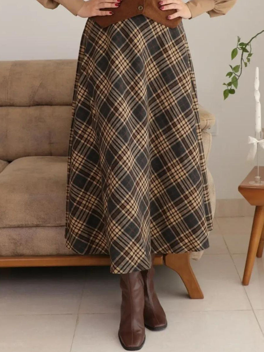 Women's Plaid Print Casual A-Line Skirt