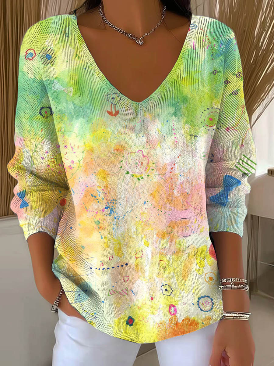 womens-gradient-pattern-art-print-casual-pullover-sweater-1zqs
