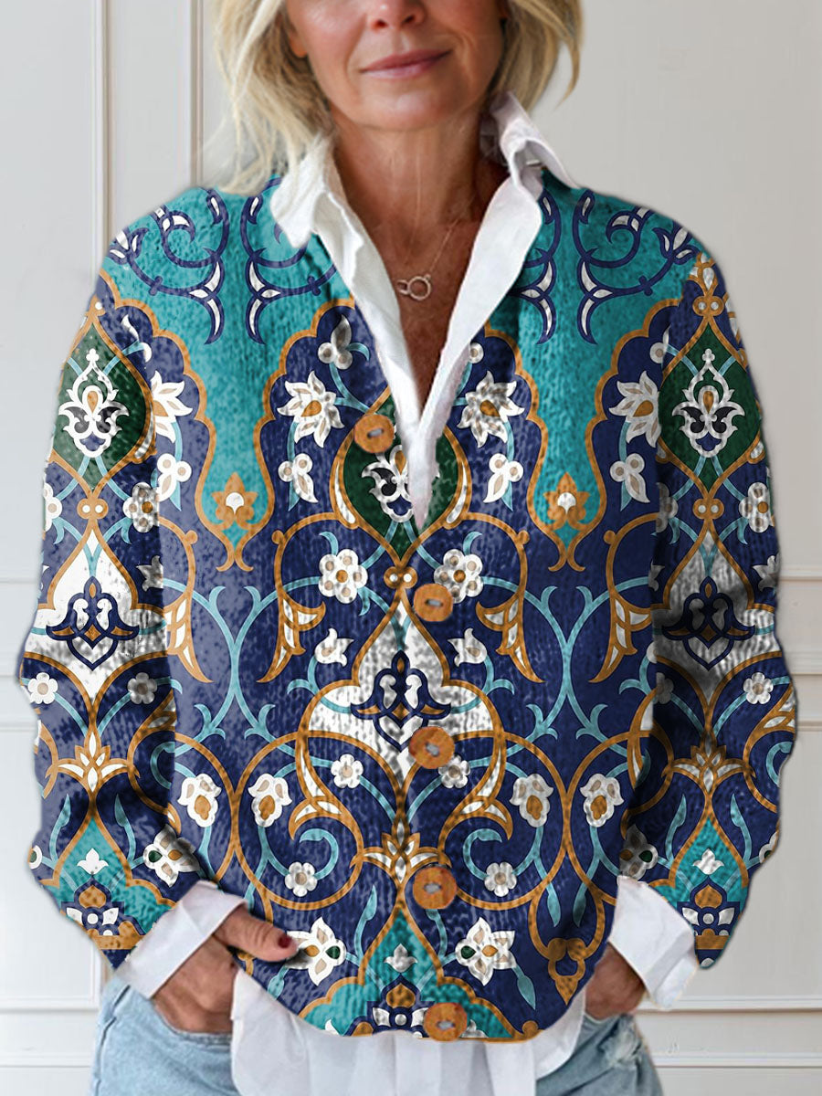 womens-vintage-floral-art-print-buttoned-cardigan-sweater-bvxd