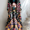 Women's Vintage Ethnic Geometric Totem Art Print Pocket Cotton Dress