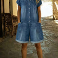 Women's Casual Cotton Denim Jumpsuit Shorts