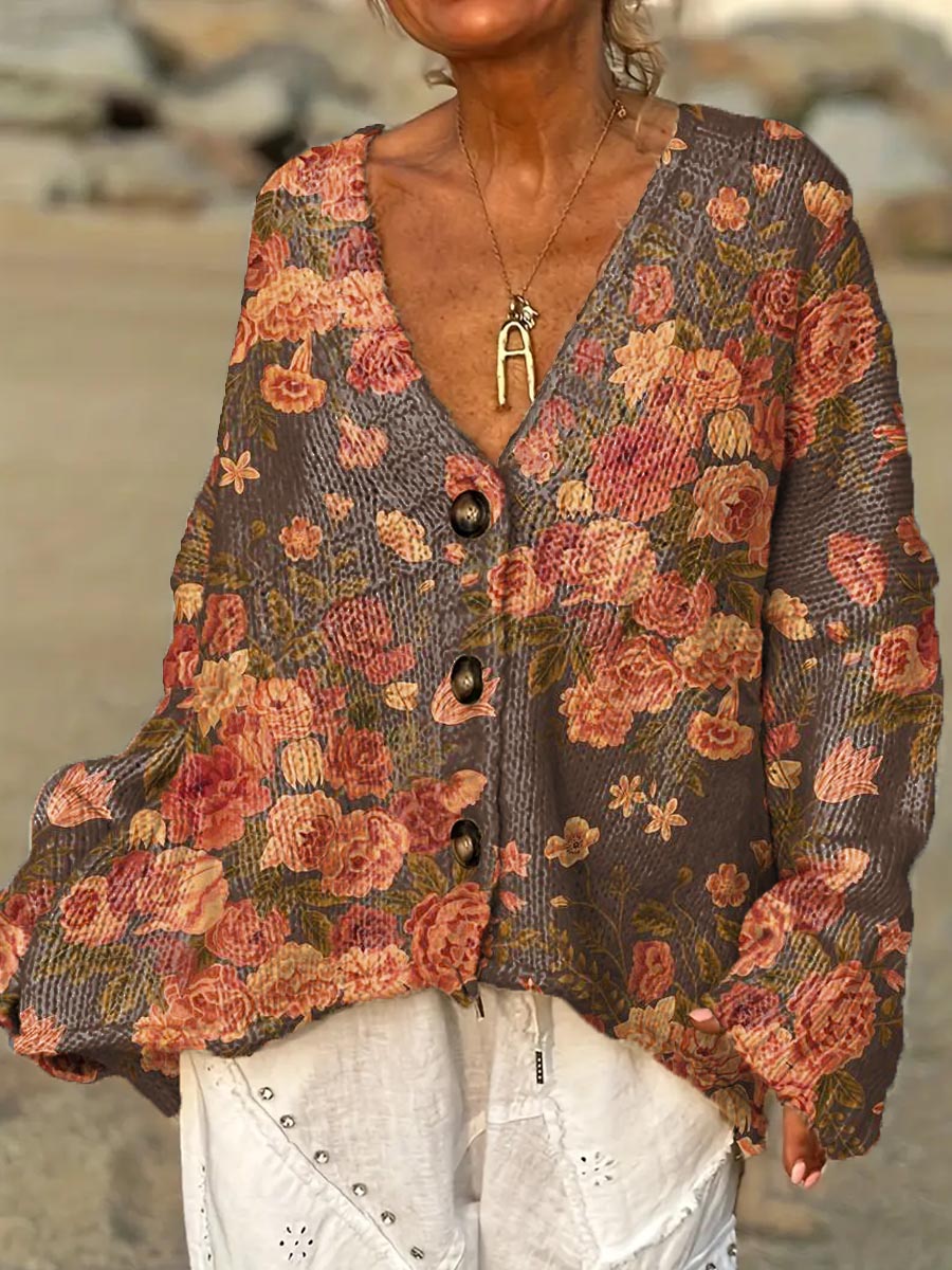 womens-vintage-floral-art-print-casual-pullover-sweater-haym