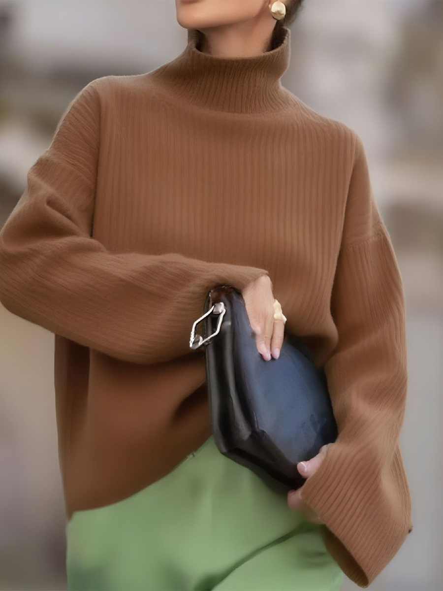 casual-solid-color-turtleneck-sweater
