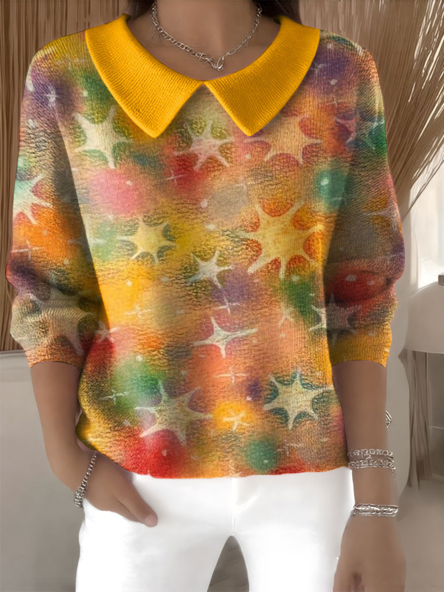 womens-floral-flowers-casual-print-peter-pan-collar-3-4-sleeve-sweater-rrsi