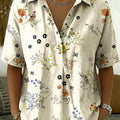 Women's Floral Print Casual Cotton-linen Shirt