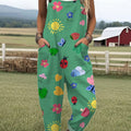 Women's Funny Insect Art Print Casual 100% Cotton Wide Leg Jumpsuit