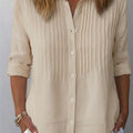 Women's Solid-color Casual Pleated Cotton-linen Shirt