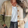 Women's Abstract Geometric Pattern Art Print Buttoned Cardigan Sweater