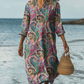 Colorful Ethnic Summer Pattern Printed Women's Dress