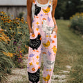 Women's  Funny Chicken Art Print Casual 100% Cotton Wide Leg Jumpsuit