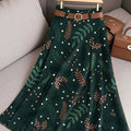 Women's Vintage Christmas Art Print Cotton Skirt