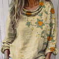 Women's Vintage Floral Art Print Casual Long Sleeve Comfortable Cotton Shirt
