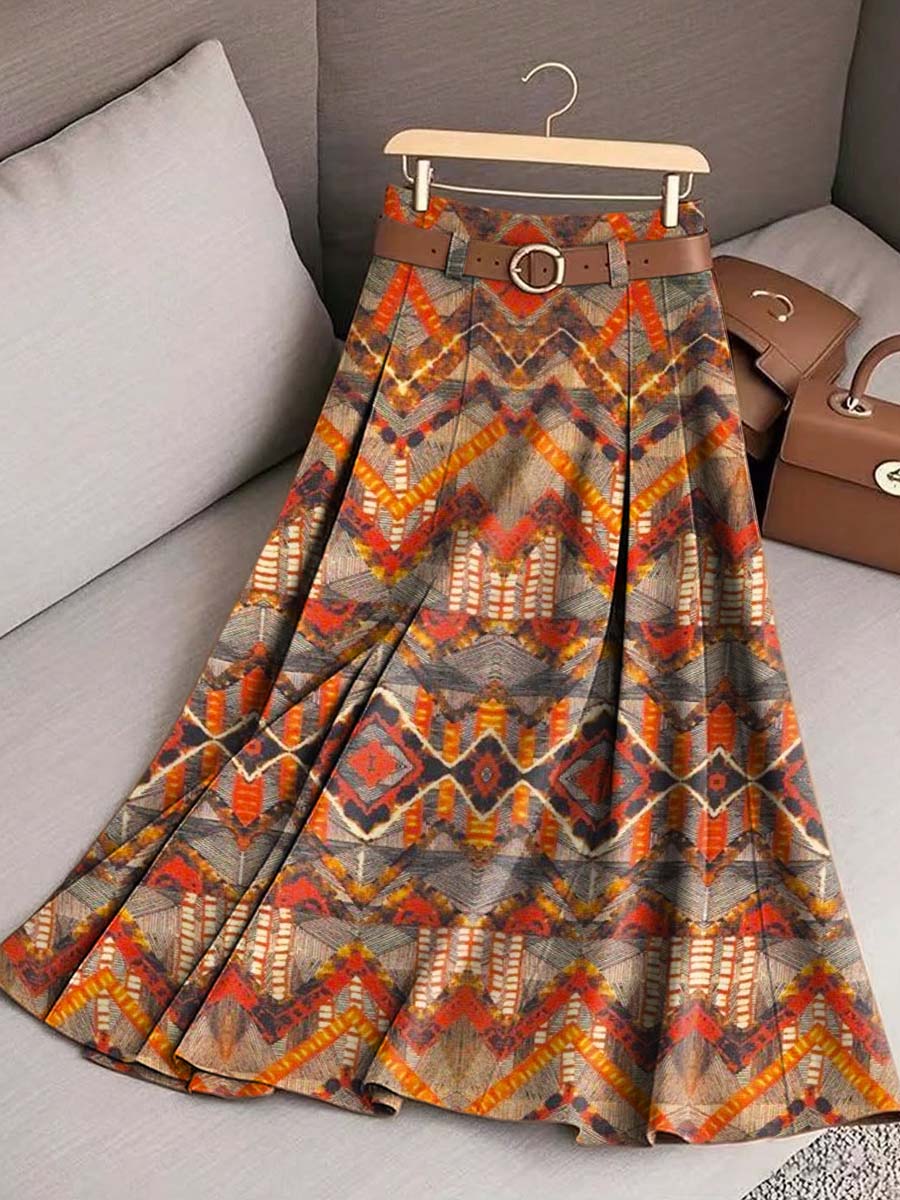 Women's Vintage Pattern Art Print Casual Cotton Skirt