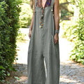 Women's Casual 100% Cotton Wide Leg Jumpsuit