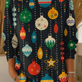 Women's Vintage Christmas Lights Pattern Art Print Casual Pullover Sweater