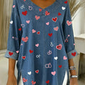 Women's Heart Casual Washed Denim Cotton Top