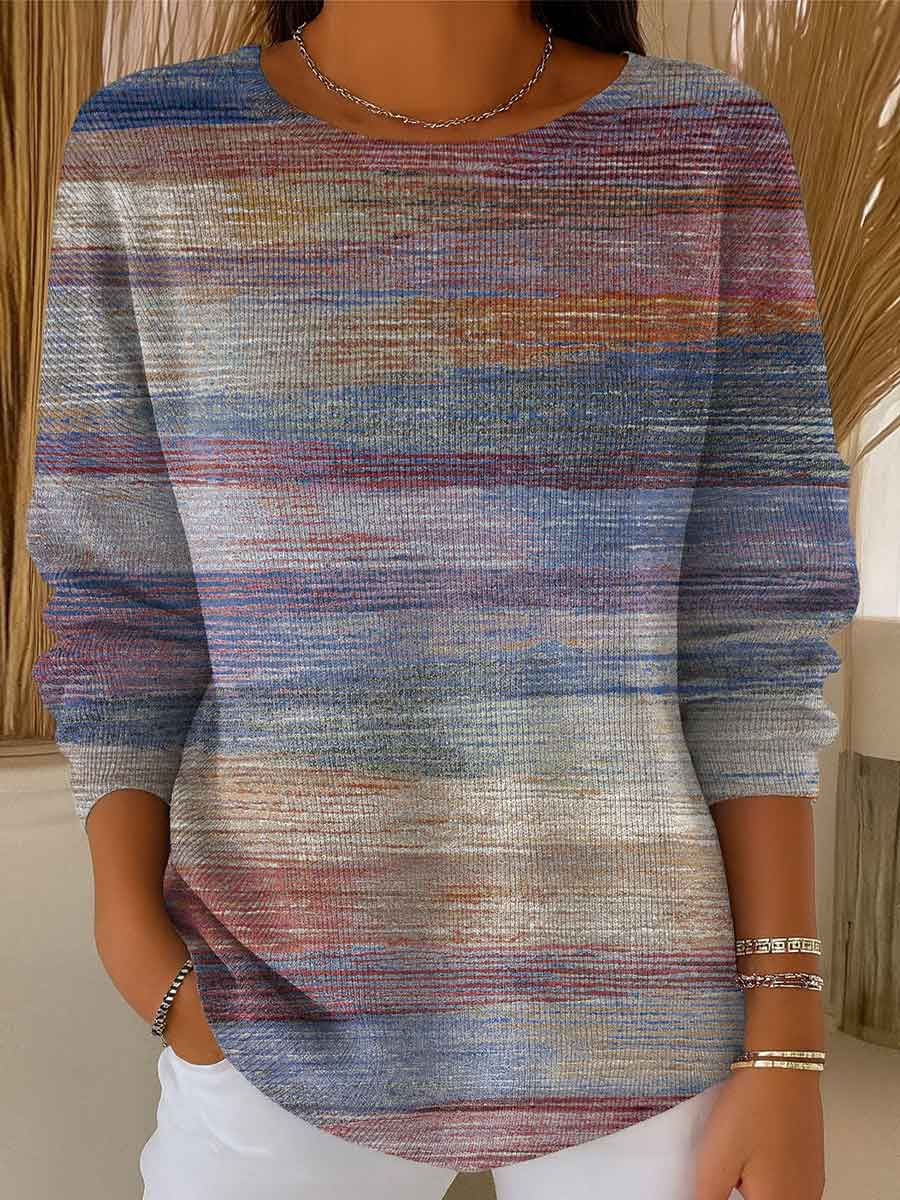 Women's Gradient Striped Casual Pullover Sweater