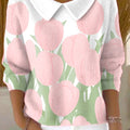 womens-beautiful-tulip-painting-art-print-casual-peter-pan-collar-3-4-sleeve-sweater