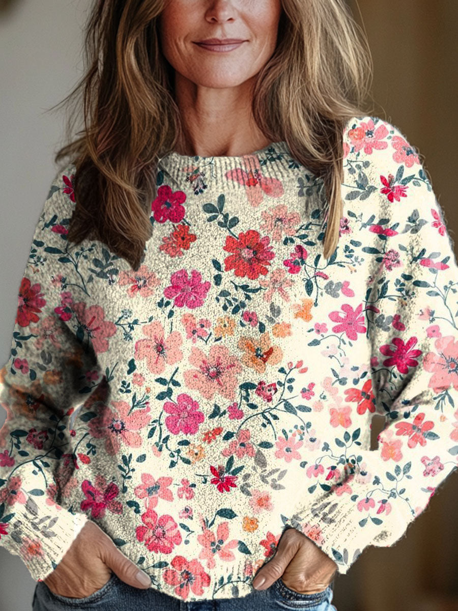 womens-vintage-floral-art-print-knit-pullover-sweater-m9xj