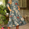 Women's Floral Pattern Art Print Cotton Dress