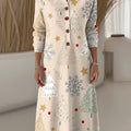 Women's Christmas Tree Pattern Art Print Casual Knitted Dress