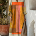 Women's  Vintage Abstract Geometric  Art Print Dress