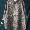 Women's Floral Art Print Casual Cotton And Linen Shirt