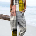 Women's Abstract Geometric Pattern Art Print Casual 100% Cotton Wide Leg Jumpsuit