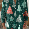 Women's Christmas Tree Art Print Buttoned Cardigan Sweater