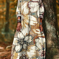 Women's Vintage Abstract Large Flower Painting Art Print Dress